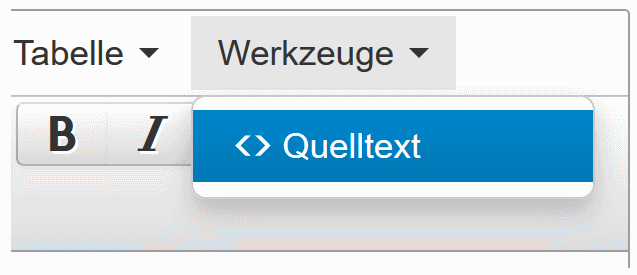 Die Ansicht des Quelltextes aufrufen.