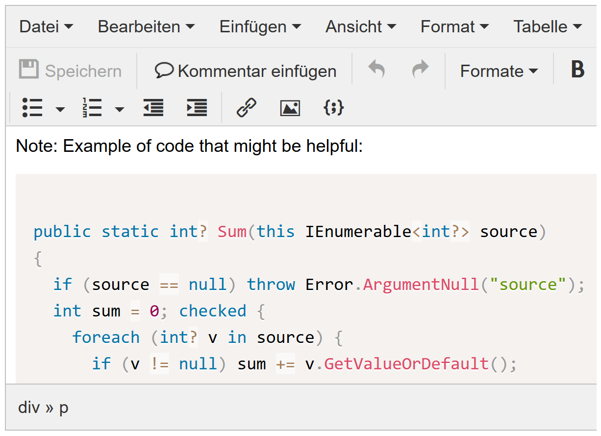 BDD Scenario mit eingefügtem Programmcode.