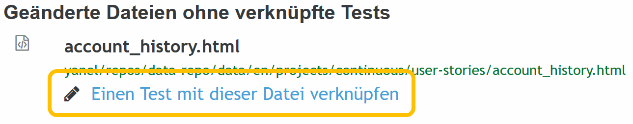 Programm-Dateien können mit Tests verknüpft werden.